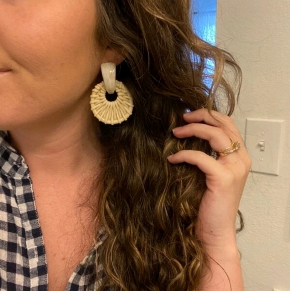Boho drop statement tan earrings Neutral artsy Resin Festival casual 💖 2/$30 - Picture 10 of 14